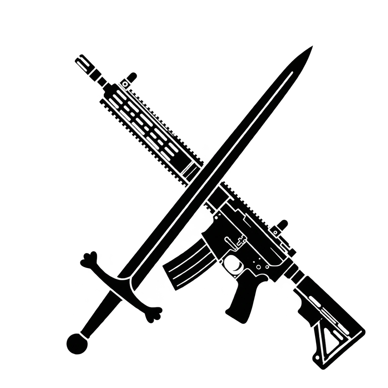 Emblème XI-XXI, armes croisées